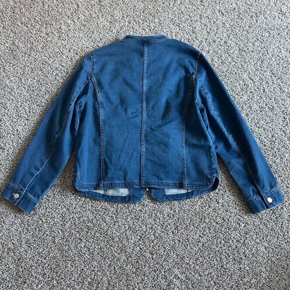 Chicos Womens Sz Medium Denim Jacket With Zip Closure Cotton Blend Blue - Picture 5 of 10